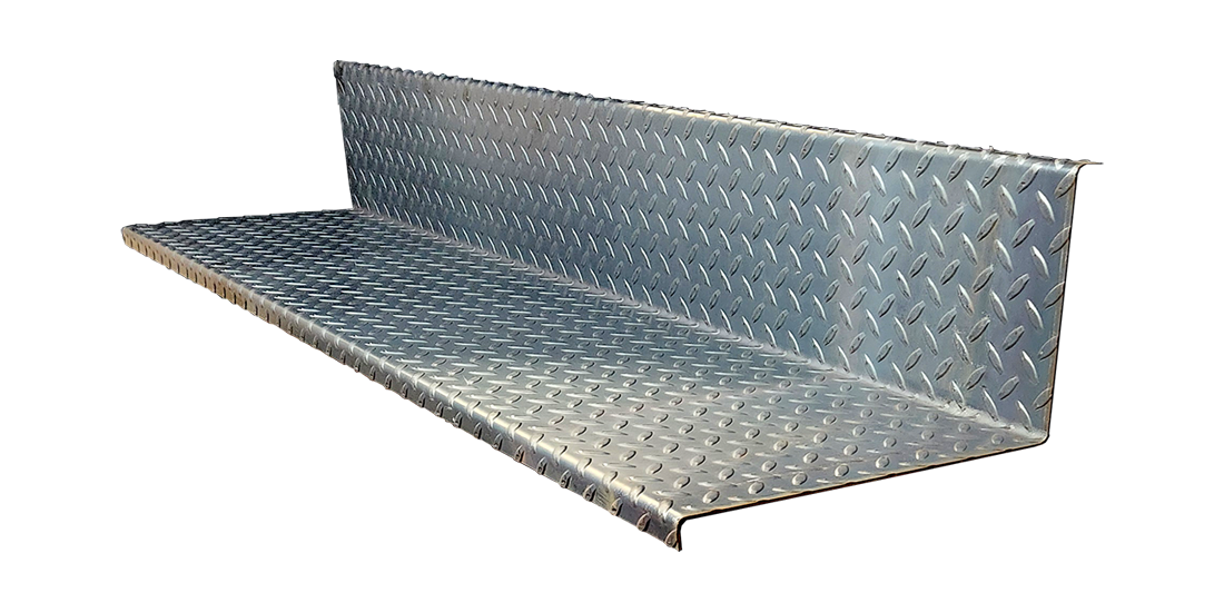 NSP Checker Diamond Plate Closed Riser Stair Tread | Metal Stair Treads And Pans
